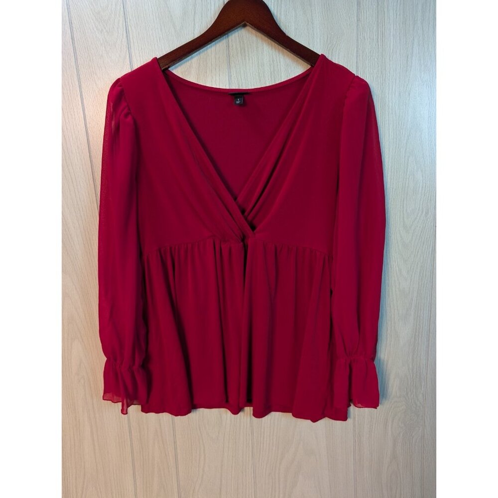Torrid Womens Babydoll Top Size 1X Red Cottagecore Peasant Long Sleeve Smocked - Picture 1 of 8